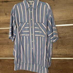 Short Sleeve Blue Palmer//Harding Striped Shirt - Size UK12